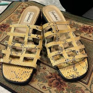 SEYCHELLES, woman sandals, size 8 snake skin pattern
